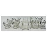Assorted Vintage Clear Glassware including Martinsville Cornucopia Candle Holders