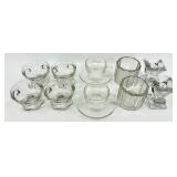 Assorted Vintage Clear Glassware including Martinsville Cornucopia Candle Holders