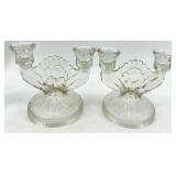 Vintage Assorted Crystal Glass Candelabras - Jeanette - 3 Pairs
