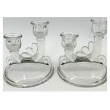 Vintage Assorted Crystal Glass Candelabras - Jeanette - 3 Pairs