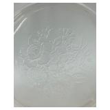 Vintage Pink Depression Glass Serving Dishes including Divided Dish, Bowl and Candlesticks