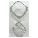 Vintage Crystal Glass Candelabras, Square Vessels including Fostoria Martinsville