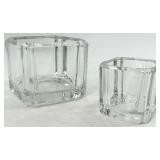 Vintage Crystal Glass Candelabras, Square Vessels including Fostoria Martinsville