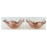 Vintage Pink Depression Glass Bowls & Candle Holders, Tidbit Trays