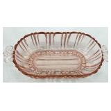 Vintage Pink Depression Glass Bowls & Candle Holders, Tidbit Trays