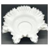 Large Vintage Fenton Silver Crest Candy Dish - Ruffled Edge