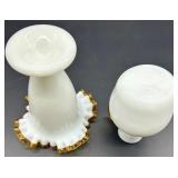 Vintage Gold Crest Glass Vase & Carafe