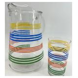 Vintage Polka Dot and Striped Pitchers with Striped juice glass