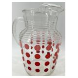 Vintage Polka Dot and Striped Pitchers with Striped juice glass