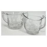 Vintage Assorted Glassware Set - including Etched Starburst Pattern Creamer & Sugar Bowls