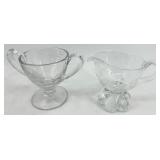 Vintage Assorted Glassware Set - including Etched Starburst Pattern Creamer & Sugar Bowls