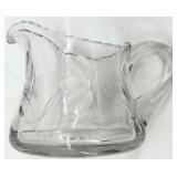 Vintage Assorted Glassware Set - including Etched Starburst Pattern Creamer & Sugar Bowls