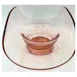 Vintage Pink Glass Banana Bowl, Pair of Candlesticks and Cake Server Plate with Handle