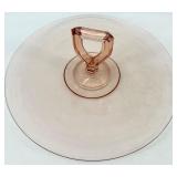Vintage Pink Glass Banana Bowl, Pair of Candlesticks and Cake Server Plate with Handle