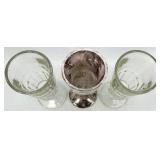 Vintage Slag Glass Goblet Set - 3-Piece: 2 Clear Goblets & 1 Marbled Goblet