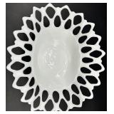 Vintage Westmoreland Doric Open Lace Milk Glass Bowl