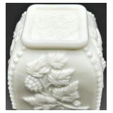 Vintage Milk Glass Grapevine Pattern 6-Piece Serving Set - Pedestal Compote, Teacup & Bowls