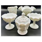 Vintage Westmoreland Milk Glass Paneled Grapevine Pattern - QTY 5