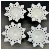 Vintage Westmoreland Milk Glass Ring Petal Pattern Candle Holders