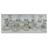 5 Pairs of Vintage Crystal Glass Candlestick Holders - Assorted Clear Designs
