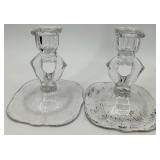 5 Pairs of Vintage Crystal Glass Candlestick Holders - Assorted Clear Designs