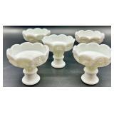 Vintage Westmoreland Paneled Grape Milk Glass Candle Holders - 5 Singles and 1 Trio