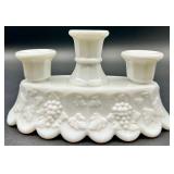 Vintage Westmoreland Paneled Grape Milk Glass Candle Holders - 5 Singles and 1 Trio