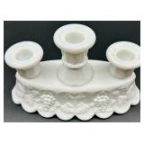 Vintage Westmoreland Paneled Grape Milk Glass Candle Holders - 5 Singles and 1 Trio