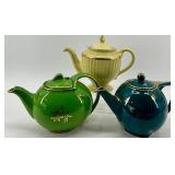 Vintage Hall 6-Cup Teapots - Set of 3 with Gold Trim