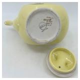 Vintage Hall 6-Cup Teapots - 2 Green & Yellow Ceramic with Gold Trim