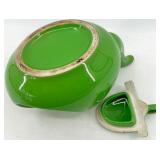 Vintage Hall 6-Cup Teapots - 2 Green & Yellow Ceramic with Gold Trim