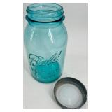 Vintage Ball Perfect Mason Blue Glass Jars - Set of 6 - Zinc Lids with Milk Glass Insert #2