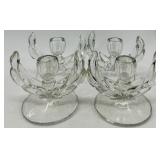 Vintage Indiana Glass Candlesticks - Leaf Motif (Lot of 9)
