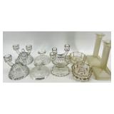 Vintage Crystal Glass Candlestick Holders - 5 Pair