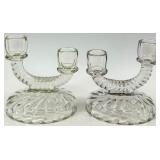 Vintage Crystal Glass Candlestick Holders - 5 Pair