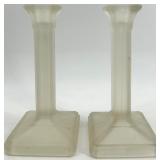 Vintage Crystal Glass Candlestick Holders - 5 Pair