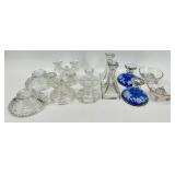 Vintage Crystal Candlestick Holders - 6 pairs including Painted Blue with Bird Motif