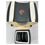 Dept 56 Longhorn Teapots & Cups & Saucers Set - Black w/ Red & Yellow Logos