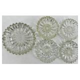 Vintage Hazel Atlas Sunflower Glass - 4 Candle Holders and Trinket Dish