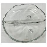 Vintage Fostoria Clear Glass Pedestal Compote, Salt & Pepper Shakers, 6 Swirl Bowls, Divided Dish and Creamer