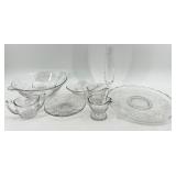 Vintage Fostoria Clear Glassware Set - Assorted Plates, Bowls, Creamer, Sugar & Champagne Flute