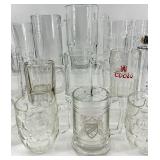 Vintage Glass Beer Mugs Collection - Assorted Vintage Clear Drinking Glasses
