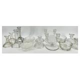 Vintage Crystal Glass Candle Holders - 7 Pairs of Clear, Assorted Styles