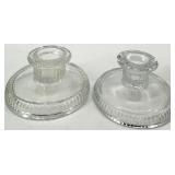 Vintage Crystal Glass Candle Holders - 7 Pairs of Clear, Assorted Styles