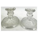 Vintage Crystal Glass Candle Holders - 7 Pairs of Clear, Assorted Styles