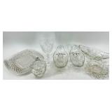 Assorted Vintage Glassware - 2 Wine Glasses, Sugar Jar & Bowls