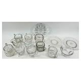 Vintage 14 piece Crystal Glassware Set - Cut-Glass Pitcher, Creamer, Sugar Bowl & Glasses