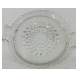 Vintage Fostoria Glass Diamond Pattern Clear Glass Platter - Cake Plate & More