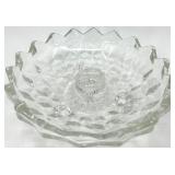 Vintage Fostoria Glass Crystal Diamond-Cut Decanter & Bowls Set