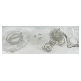 Assorted Vintage Fostoria Glass - Clear Etched Grapevine Pattern Assorted Plates, Saucers & Teacup Set